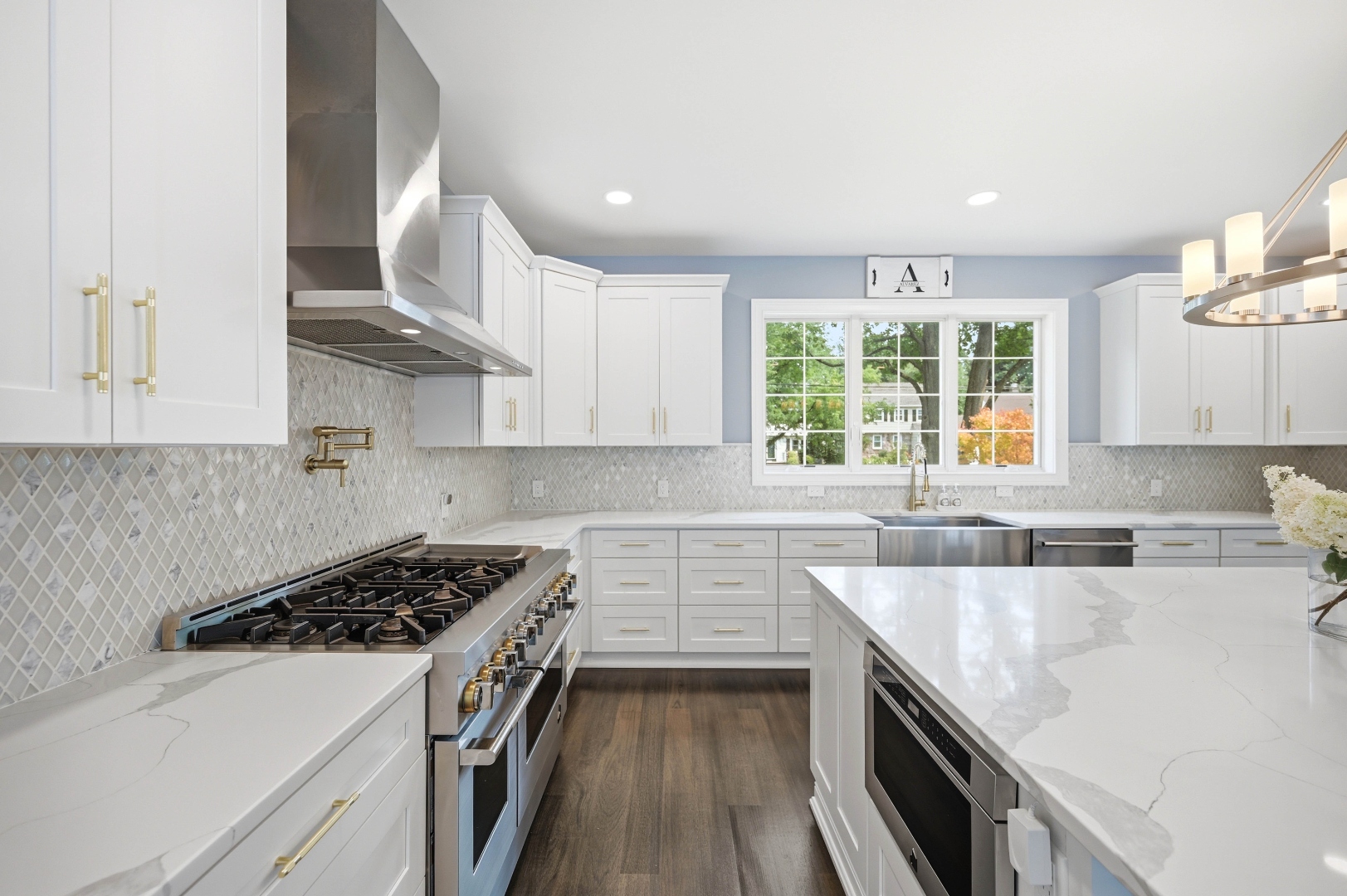 Kitchen island and pantry at 189 Highfield Lane, Nutley