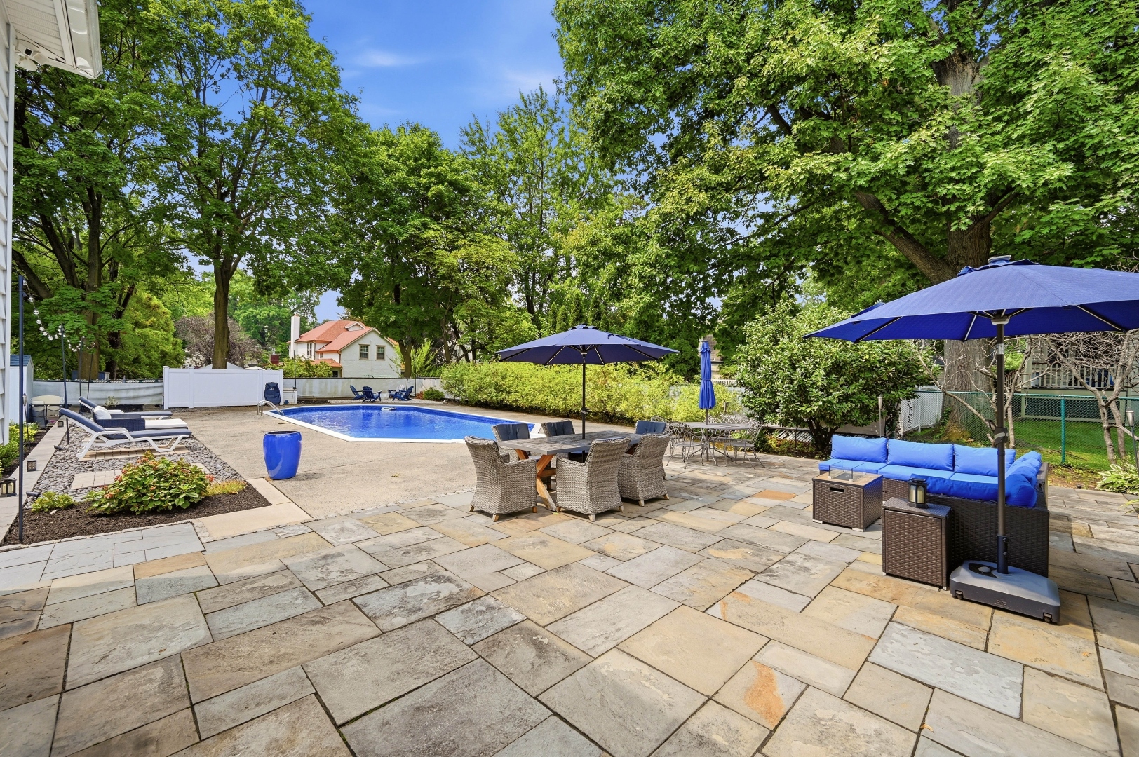 Fenced backyard at 189 Highfield Lane, Nutley
