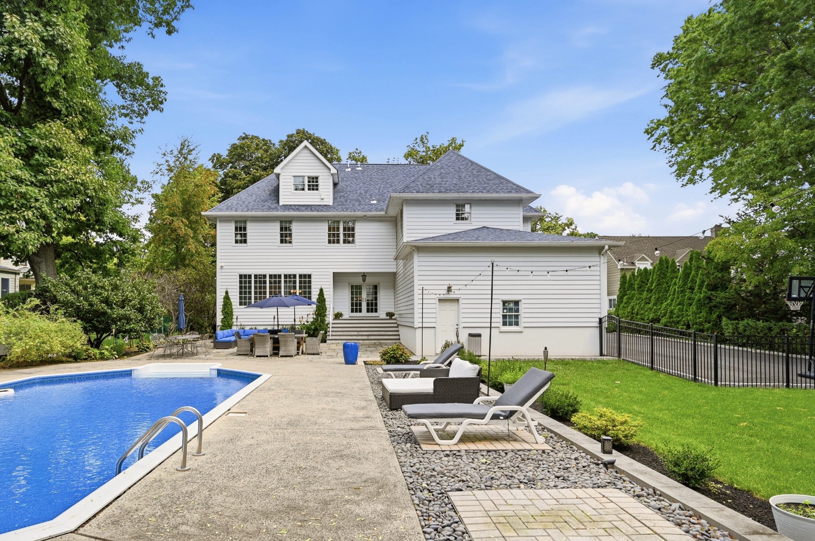 rebuilt saltwater pool and fenced backyard at 189 Highfield Lane