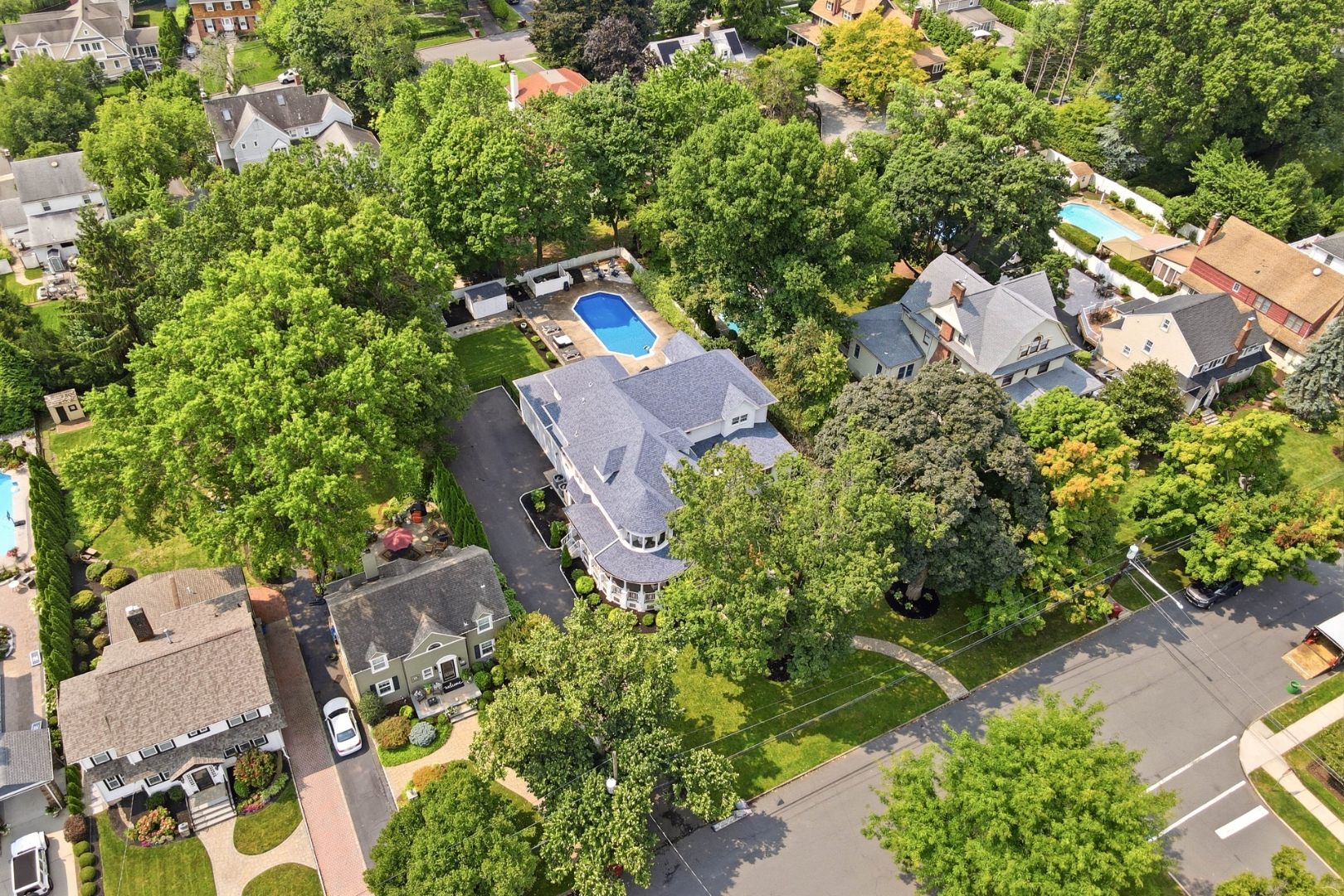 Aerial view of the property at 189 Highfield Lane, Nutley