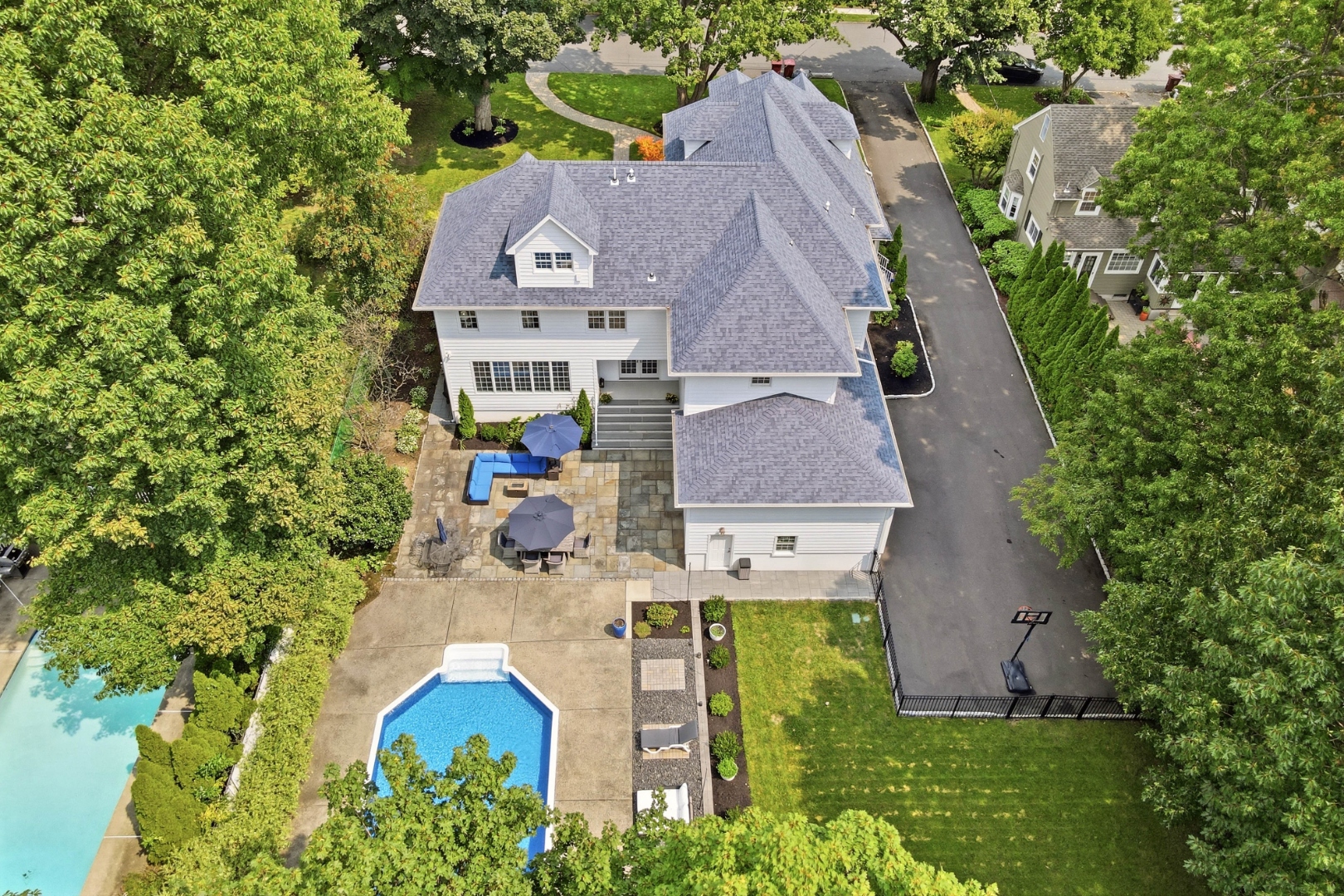 Aerial view of 189 Highfield Lane and surrounding neighborhood, Nutley